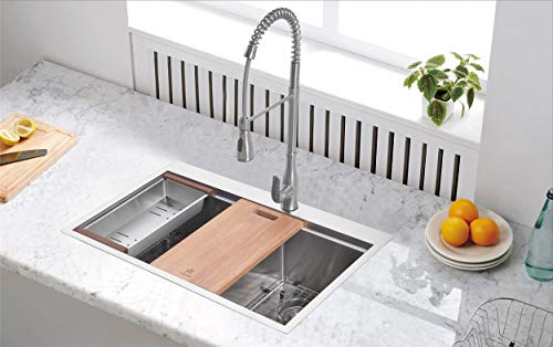 Stainless Steel Colander For Workstation Kitchen Sink (17.75 W - 8 L / Wood Cover)