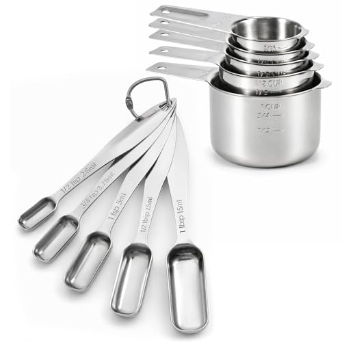 Stainless Steel Measuring Cups and Spoons Set of 10 (Spoons&Cups - Set of 10)