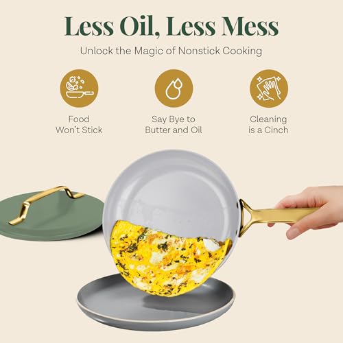 Modern 11 Pc Ceramic Cookware Set (Sage Green)
