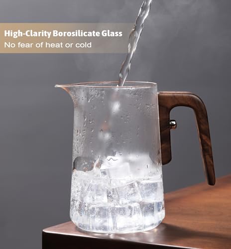 800ml Enchanted Glass Teapot with Strainer (Wooden / 0.8 Quarts)