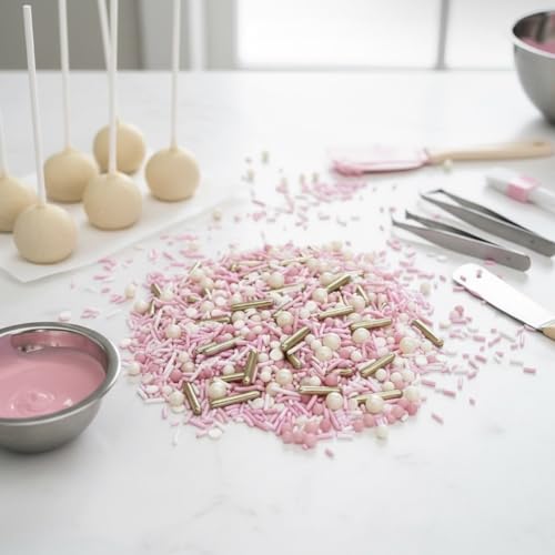 Sprinkles Edible Cake and Cupcake Sprinkles with Assorted Shapes and Sizes for Parties (Pink Princess)