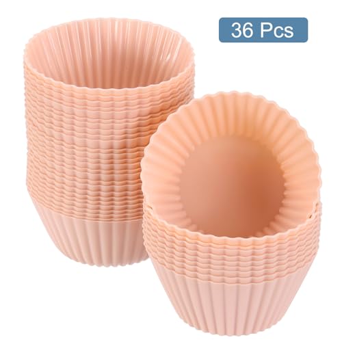36Pcs Silicone Cupcake Liners (Orange Pink / 2.8")