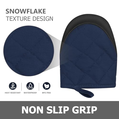 1 Pair Short Oven Mitts (Dark Blue)