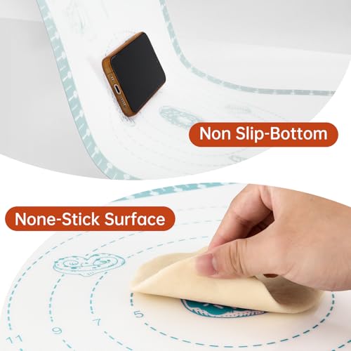 Non Stick Silicone Pastry Mat with 10 Quick Recipes (Mint / 28"L x 20"W)