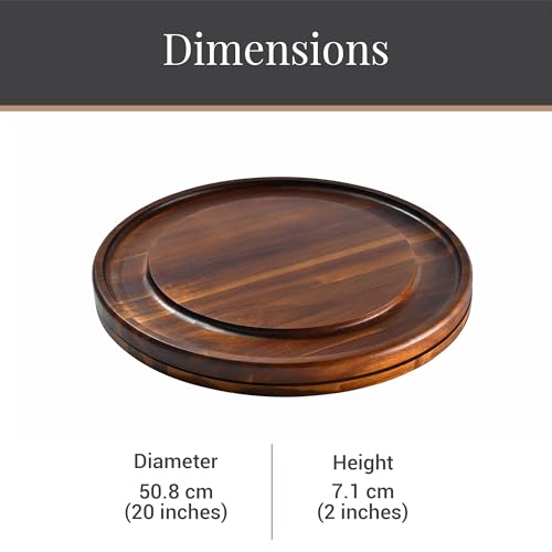 Acacia Wood Rotating Cheese Board (Round 20" with Engraving)