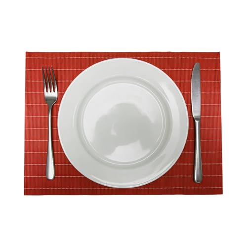 8 Pack 17.7x11.8 Bamboo Placemats (Tangerine Orange / Set of 8)