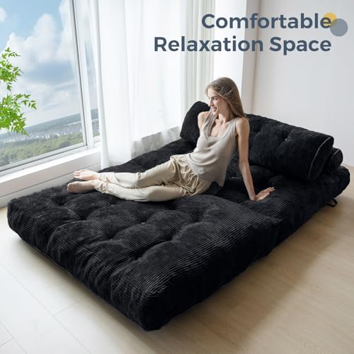 Folding Sofa Bed (Black / Full)