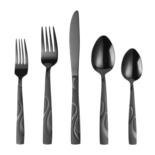 40 Piece Black Silverware Set for 8 (Black / 40-Piece)