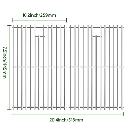 7637 Stainless Steel Cooking Grates for Weber Spirit I & II 200 Series Spirit E210 Spirit E220 Spirit S210 (17.5" D x 20.5" W)