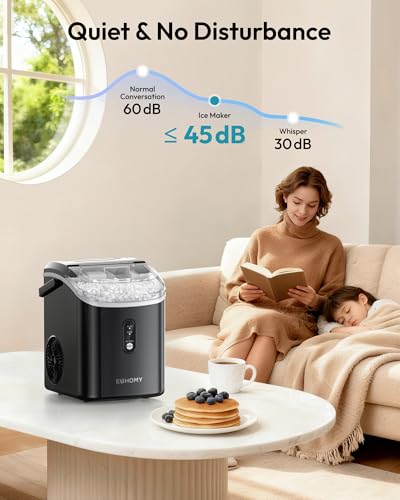 Nugget Ice Maker Countertop with Handle (Black)