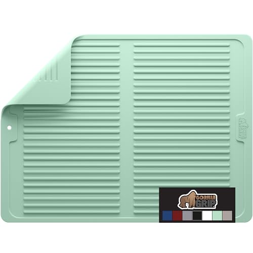 Patented BPA Free Silicone Dish Drying Mat (13" x 11" / Silicone / Mint)