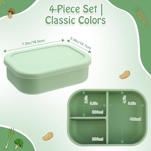 4 Pcs Silicone Bento Box (4 Count)
