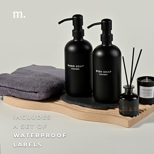 Soap Dispenser Set (Black Bottles Black Pumps Tray)