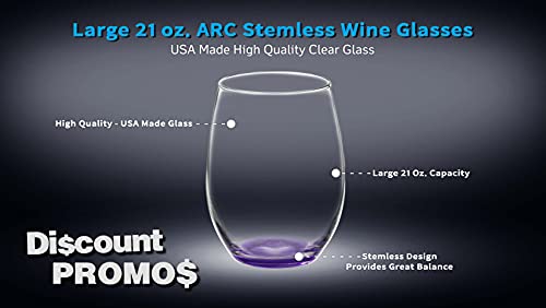 10 ARC Stemless Wine Glasses Set (10 Count)