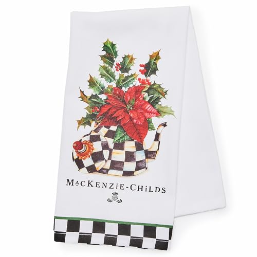 Cotton Dish Towel (Poinsettia Tea Kettle / 1-Pack)