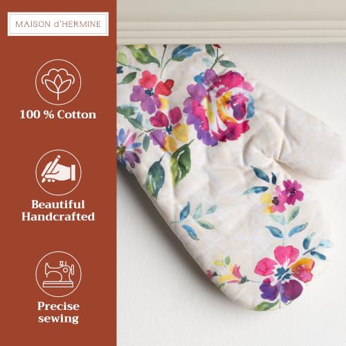 Maison d'Hermine Oven Gloves 100% Cotton Oven Mitt (081 - Rose Garden / 7.5" x 13" (Oven Mitt))
