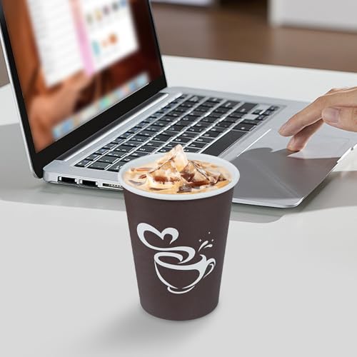 100 Count 12 oz Coffee Cups Disposable Paper Hot Coffee Cups Brown (Brown / 12OZ-100 Pack)