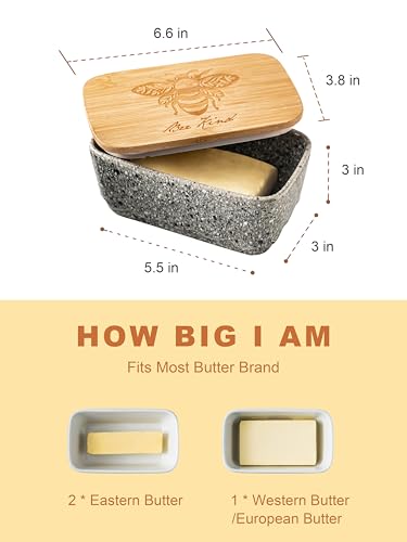 Ceramic Butter Dish with Lid for Countertop and Refrigerator