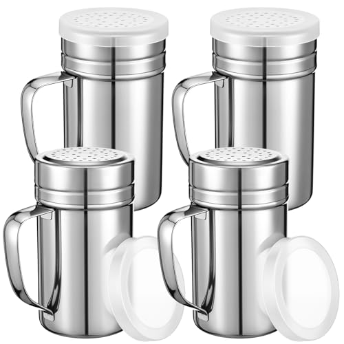 4 Pcs Stainless Steel Salt and Pepper Shakers (14oz)