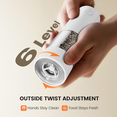 Electric Salt and Pepper Grinder Set (White/White)