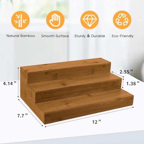 Bamboo Spice Rack Organizer for Cabinet 2 Pack