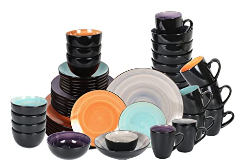 Stoneware Sonoma Dinnerware Set (56pc Set / Mix Grey, Orange, Purple, Turquoise)
