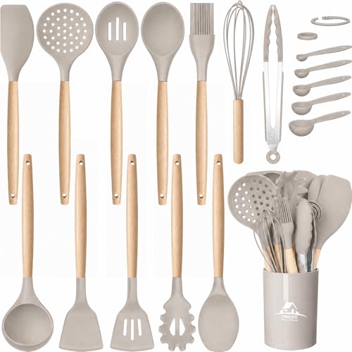 Silicone Cooking Kitchen Utensils Set (Khaki)