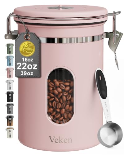 Coffee Canister with Window (Pink / 22 oz)