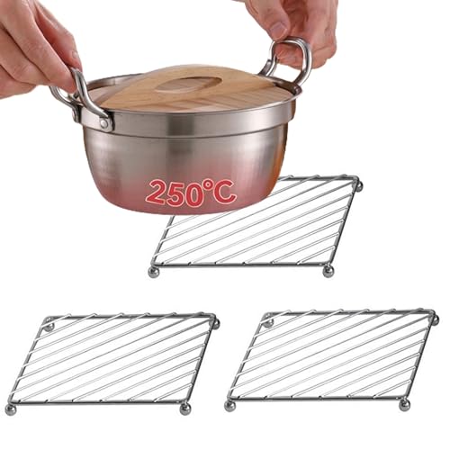 3 Pcs Stainless Steel Trivets Heat Resistant Insulated Hot Pads Table Dish Mat Tableware Placemat Dining Table Decor Hot Pads Cooking and Baking Pans Holder Air Fryer Oven Cookie Cooling Racks