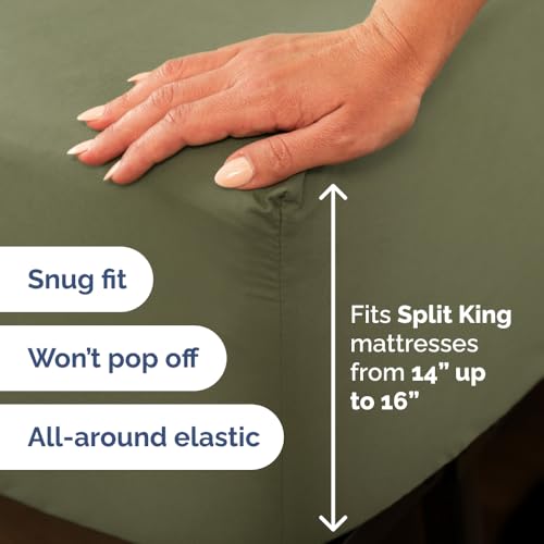 Flex Top Split Head King 4 Piece Sheet Set (15 - Sage Green / Split Head/Flex Top)