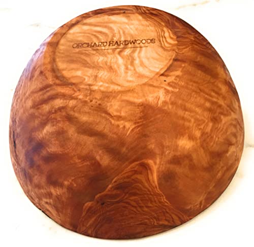 8" Artisan Olive Wood Serving Bowl Wooden Farmhouse Décor Bowl for Fruit (Large 8 inch)