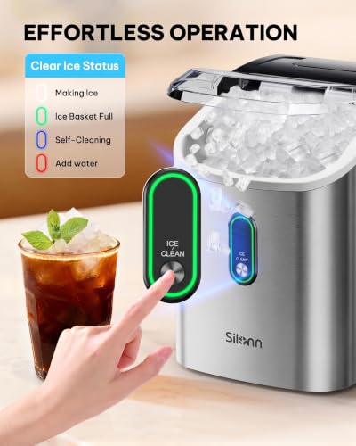 Nugget Ice Maker Countertop (Stainless Steel-PRO / 33 lbs)