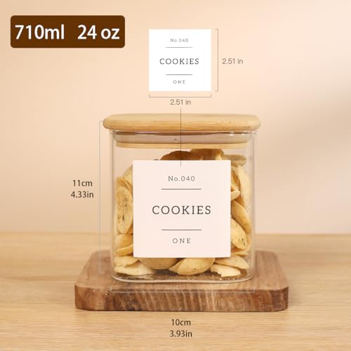 6 Pack Square Glass Pantry Storage Containers with 132 Kitchen Food Pantry Labels