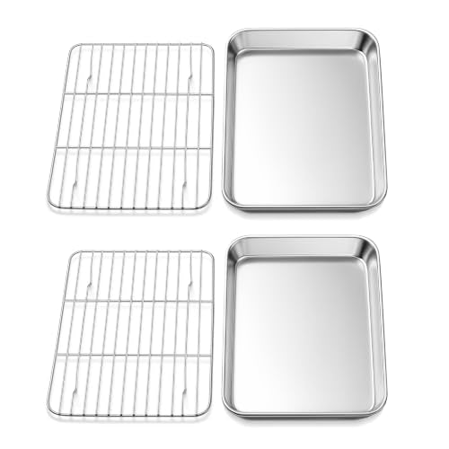 9x7 Inches Mini Stainless Steel Baking Sheet with Cooling Rack Set (9x7x1)