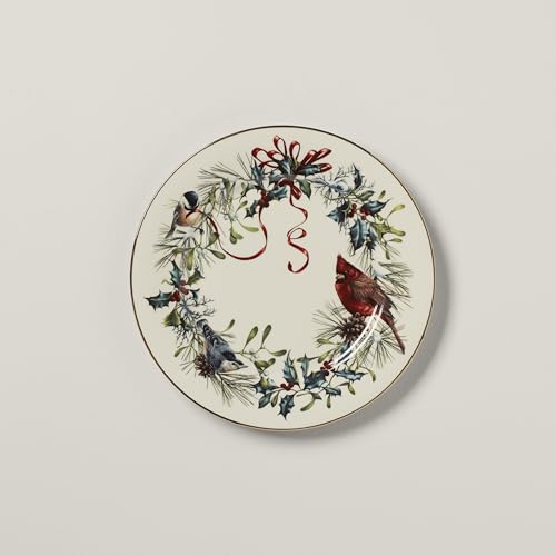 Winter Greetings Porcelain Christmas Dinner Plate Set for 6 (Dinner Plates, Set of 6)