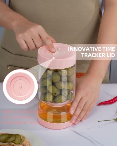 Pickle Jar with Strainer Flip (06-Pink / 37oz 1pc)
