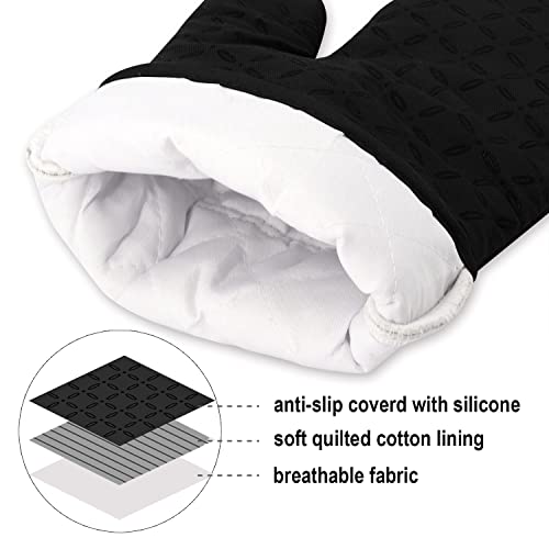 Oven Mitts and Pot Holders 6pcs Set (Black)