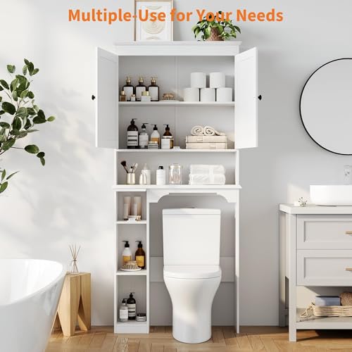 23.6 Inches Wide Toilet Rack with Over The Toilet Storage Cabinet (White 30"w)
