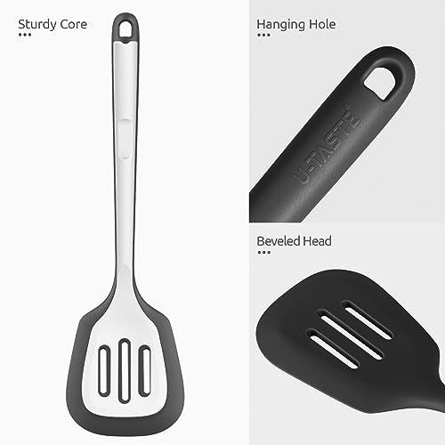 Silicone Turner Slotted Spatula (Black / 13.6")