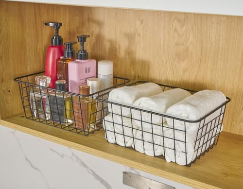 Wire Kitchen Storage Basket 4 Packs (Black)
