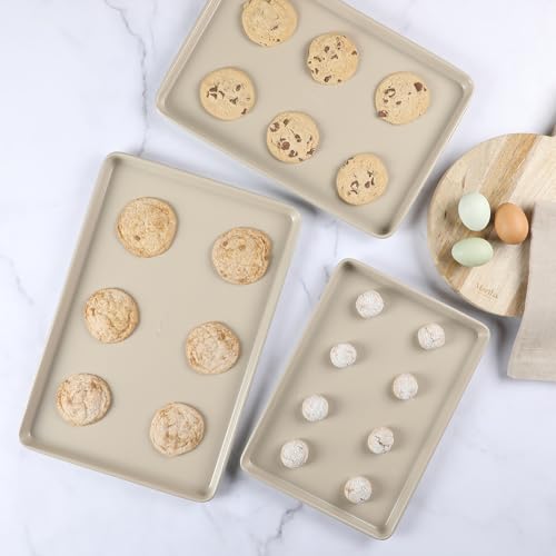 Gallen 3 Piece Cookie Sheet Set (3-Piece Baking Sheet Set (13",15",17") / Taupe)