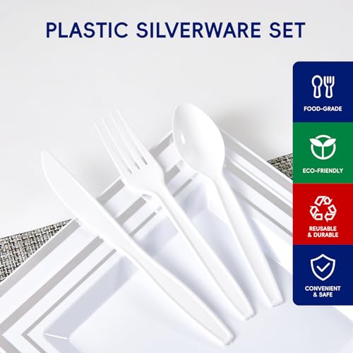 360 Count White Plastic Silverware Heavy Duty (White / Cutlery)