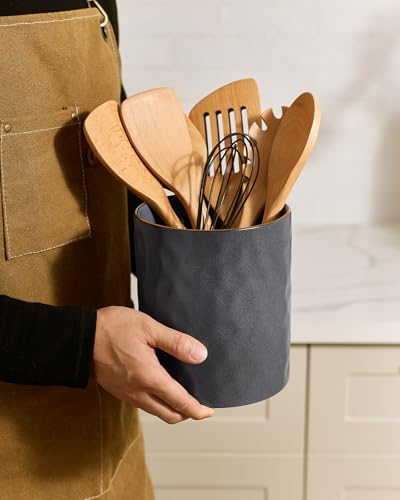 Ceramic Utensil Holder (Matte Dark Charcoal)