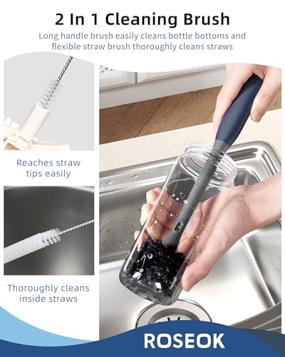 2 in 1 Bottle Brush with Straw Cleaner Brush (Gray / 1pcs)