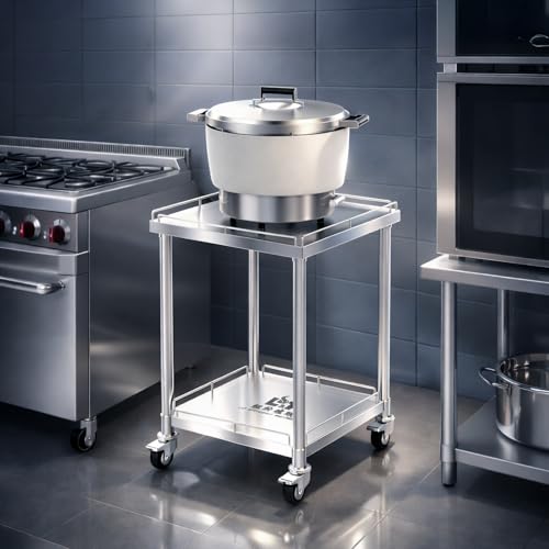 24" x 24" Stainless Steel Rice Cooker Stand and Cart with Wheels & Brakes (24 x 24 x 38 inch)