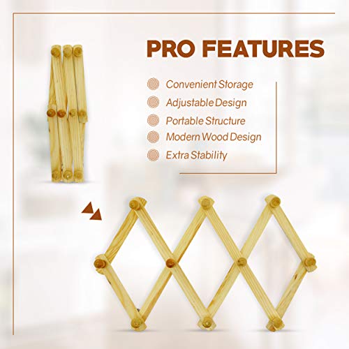 Set of 4 RAM PRO Accordion Style Wood Expandable Wall Rack for Hat (3 Count)