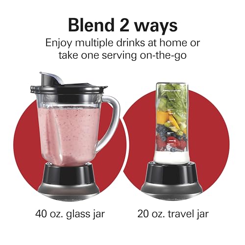 Quiet Blender for Smoothies With Wave Action System (40oz Glass Jar + 20oz Travel Jar)