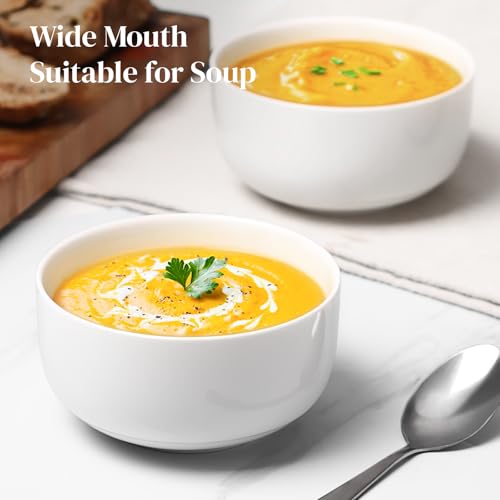 White Ceramic Bowls Set of 6 (22 oz)