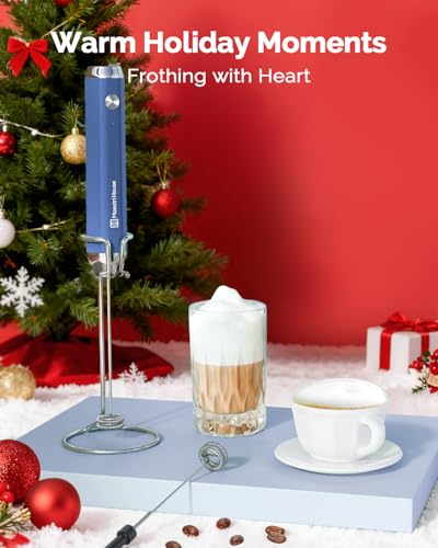 Rechargeable Milk Frother with Stand (Midnight Blue (Gift Box))