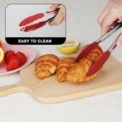 Small Silicone Kitchen Tongs 7 (Red)